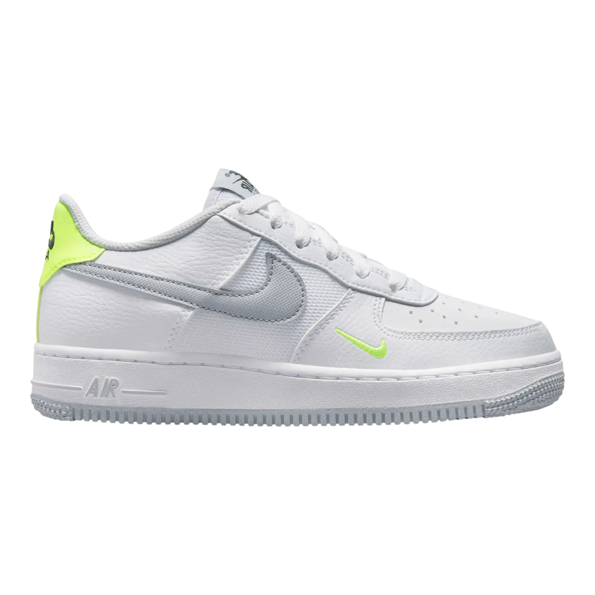 Nike Kids Air Force 1 Wolf Grey/Volt